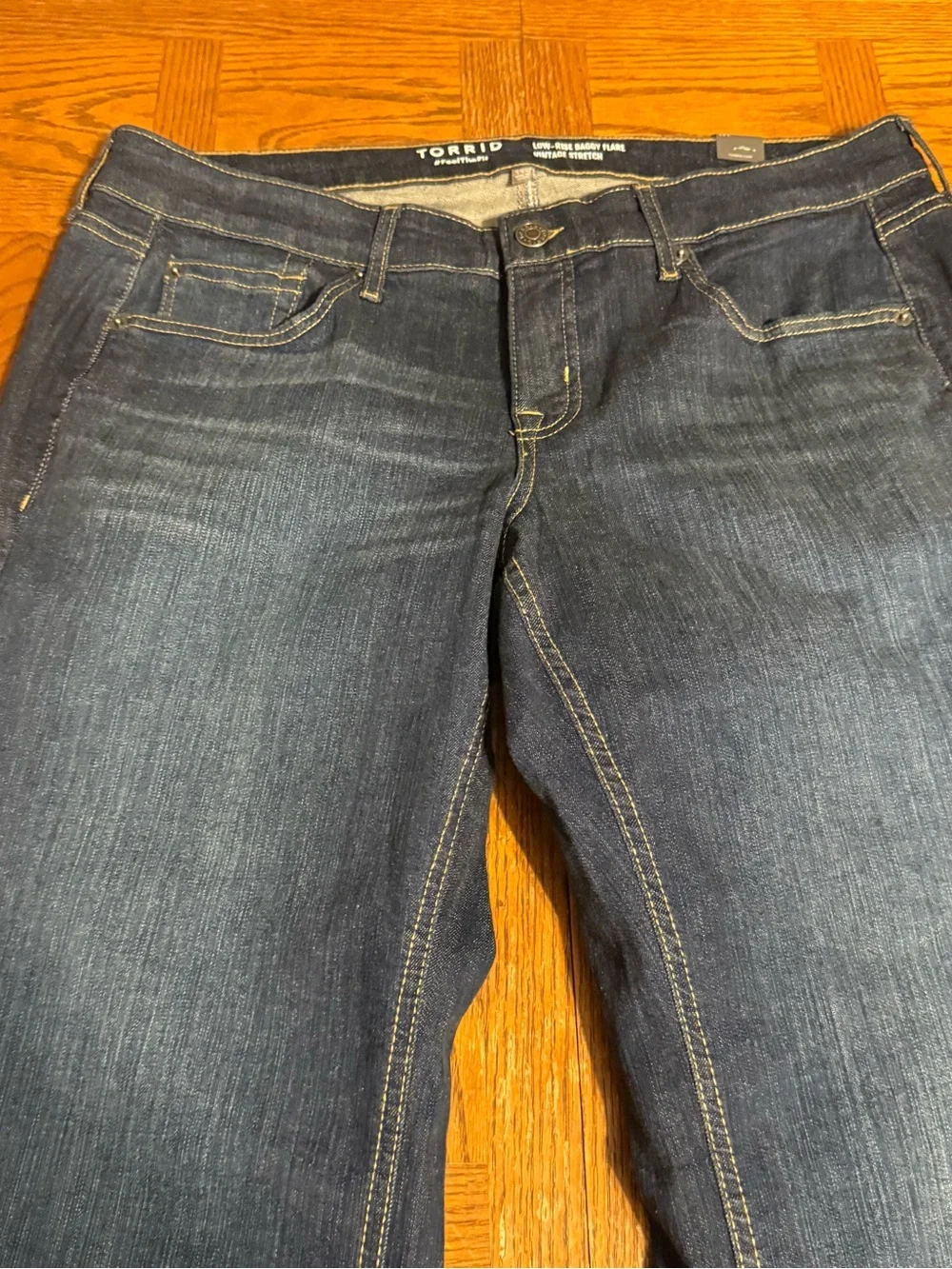 Torrid Low Rise Baggy Flare Vintage Stretch Dark Wash Denim Jeans Sz 14 Tall NWT